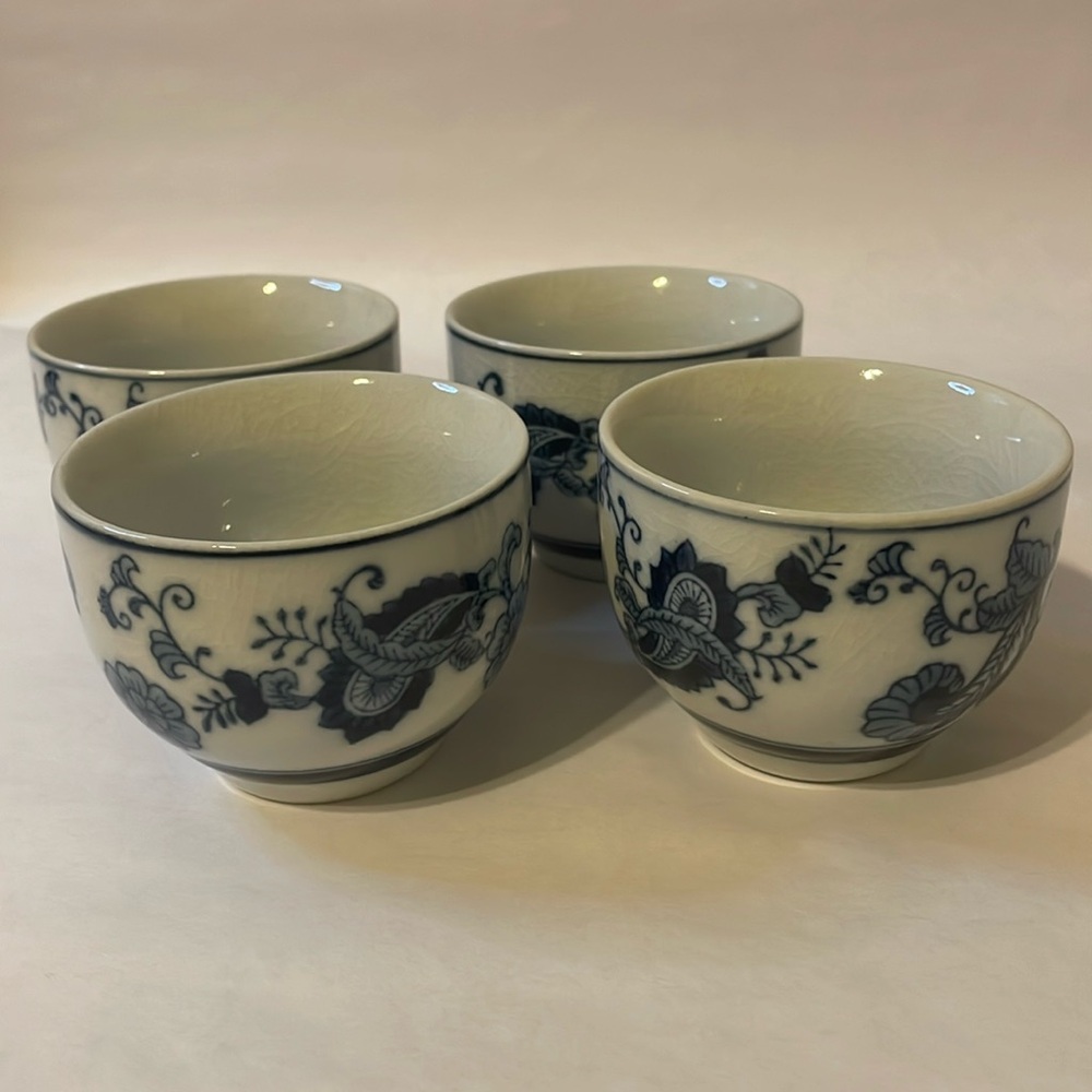 Pier 1 Blue and White Tea Sake Cups Set of 4 - VINTAGE